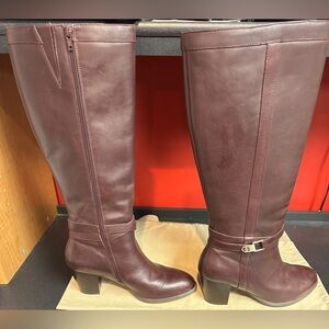 Giani Bernini Rosario Burgundy/Wine Leather Knee Boots Almond Toe Women’s Sz 10M